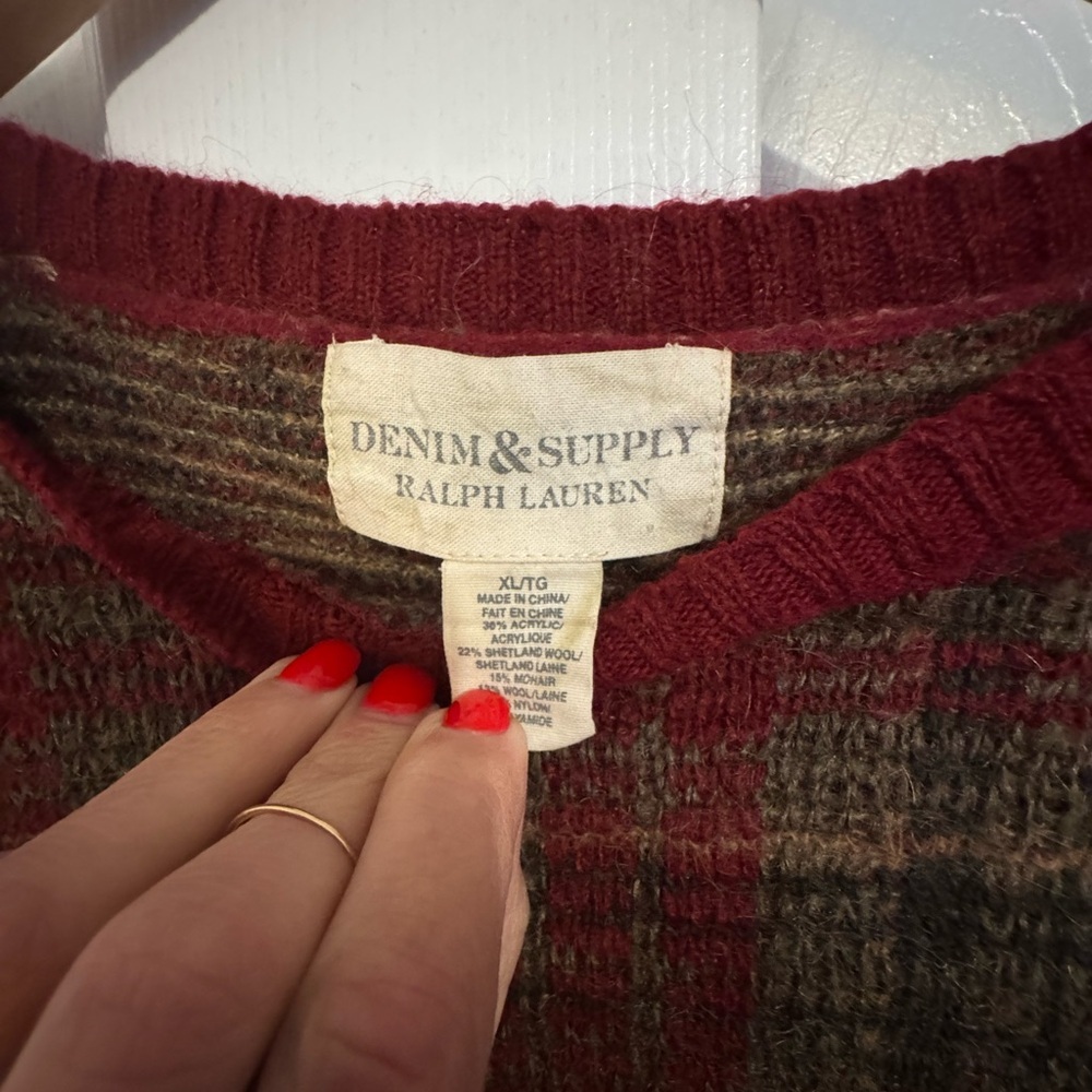 Denim & Supply Ralph Lauren Plaid Wool Blend Sweater | XL | Rustic Cabin Core - Picture 3 of 7